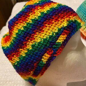 🐻Messy Bun Beanie - New Handmade Primary Color  7" Long 22"-27" Circumference